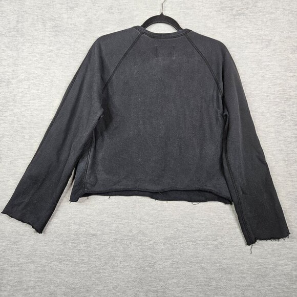 Reigning Champ Women’s Black Long Sleeve Cropped Sweatshirt Sz M - Picture 2 of 5